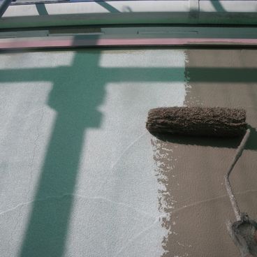 アクセント外壁塗装の下〜中塗り｜川崎市 K様邸